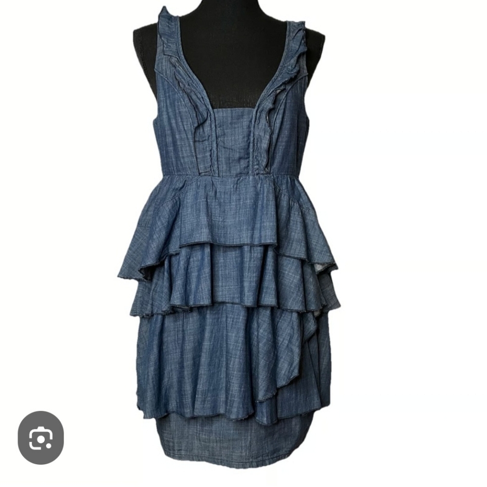 Ruffled Tiered Mini Dress in Blue
